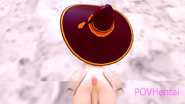 Megumin from Konosuba Rides Cock in Cowgirl for Intense Anime Blowjob Fun