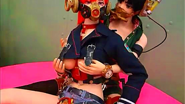 Horny Anime Doll Dances While Masturbating With Custom Action Figure Bukkake