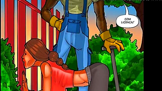 Hot Wife Sucks Black Gardener's Dick In HQ Hentai Anime Scene