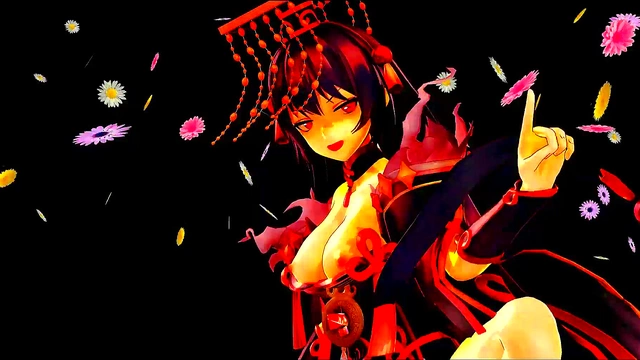 Two Anime Girls Dance Pantyless With Big Breasts In MMD Fantasy Scene