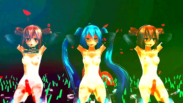 Naked Girls Dance Seductively in Anime Fantasy World MMD Style