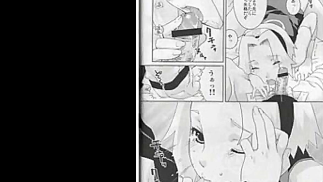 Sakura Enjoys Intense Hentai Sex With Naruto and Kakashi