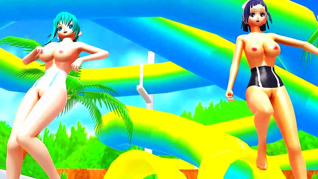 Hentai Beach Battle – Keijo Android Shows Off Super Butt Boobs in Exciting Fight Scene