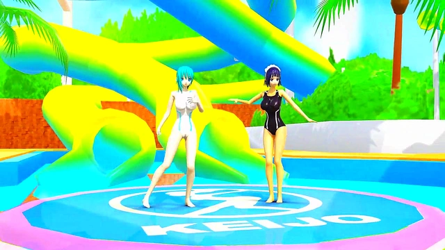 Hentai Beach Battle – Keijo Android Shows Off Super Butt Boobs in Exciting Fight Scene