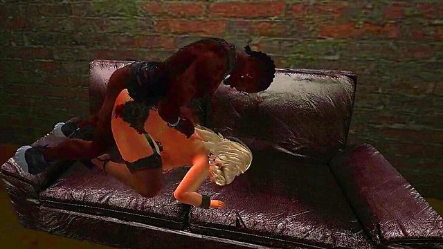 Blonde Hentai Whore Rides Big Black & White Cocks for Anal Orgasm &Cumshot