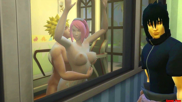 Naruto Fucks Sakura's Tight Ass While Her Cuckold Husband Watches