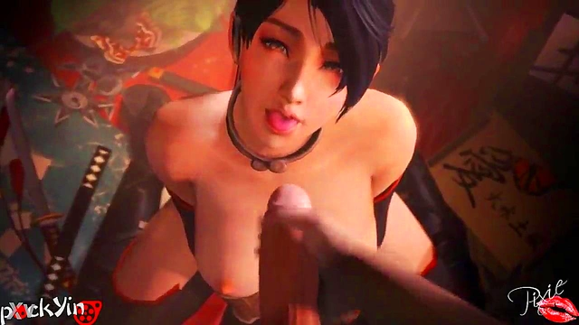 Wet blowjob by Momiji in Animated Hentai Cartoon Action