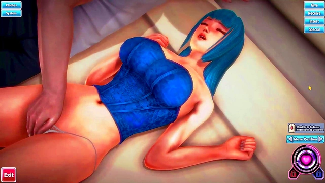 Blue-Haired Honey Select Beauty Sarutobi Yuuki Gets Fucked In Steamy 3D Anime Action