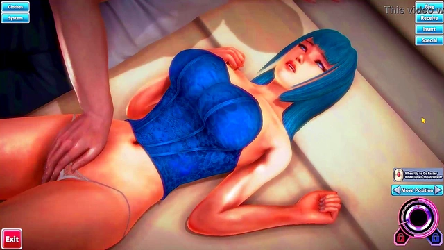Blue-Haired Honey Select Beauty Sarutobi Yuuki Gets Fucked In Steamy 3D Anime Action