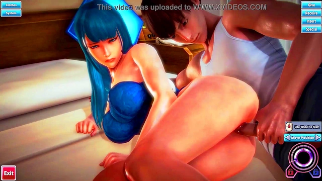 Blue-Haired Honey Select Beauty Sarutobi Yuuki Gets Fucked In Steamy 3D Anime Action