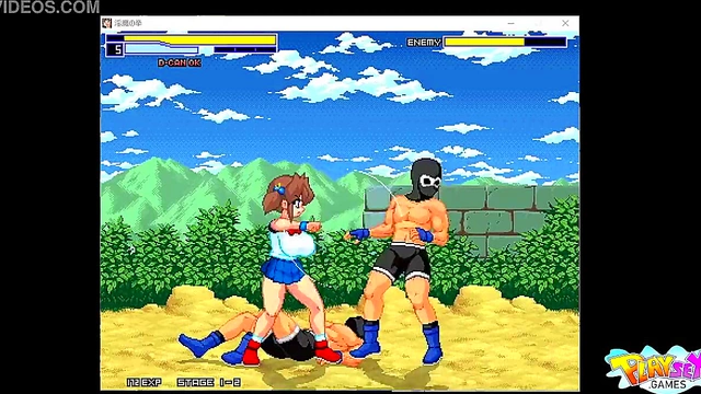 Huge-Titted Anime Warrior Fights for Pleasure in Erotic Game Adventure