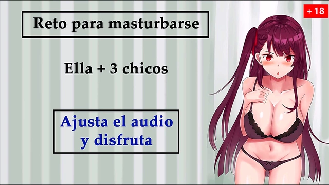 Sexy Chica Challenges 3 Guys to JOI Masturbation inSpanish VOICE Bukkake Gangbang Trio Fun