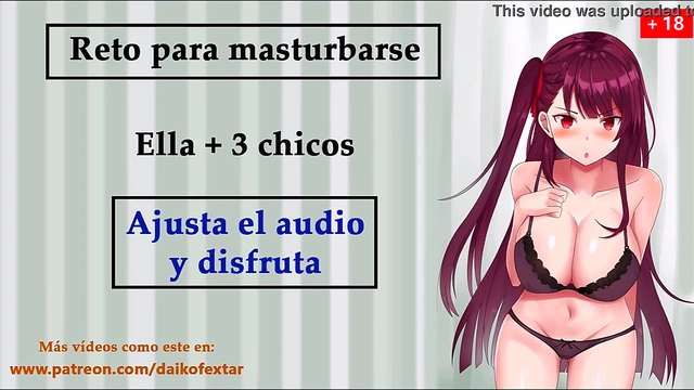 Sexy Chica Challenges 3 Guys to JOI Masturbation inSpanish VOICE Bukkake Gangbang Trio Fun