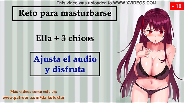 Sexy Chica Challenges 3 Guys to JOI Masturbation inSpanish VOICE Bukkake Gangbang Trio Fun