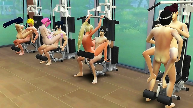 Hot Anime MILF Wives Hinata, Sakura, Ino, Tenten Get Fucked During Exercise Session