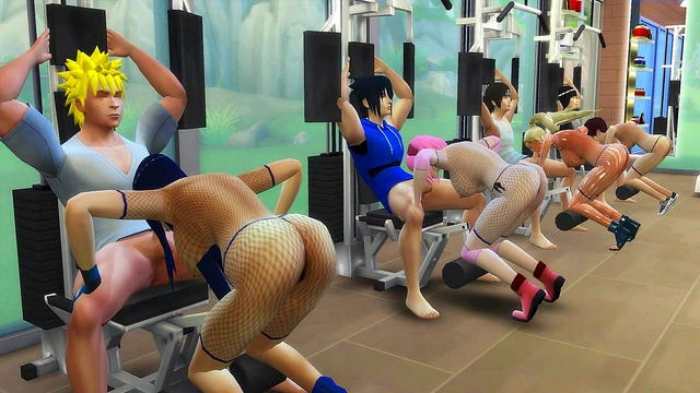 Hot Anime MILF Wives Hinata, Sakura, Ino, Tenten Get Fucked During Exercise Session