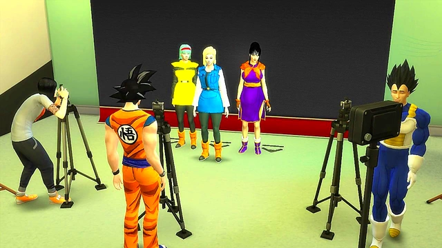 Dragon Ball Cosplay MILF Chichi Cheats With Handcuffed Bulma & 18 For Hot Photoshoot