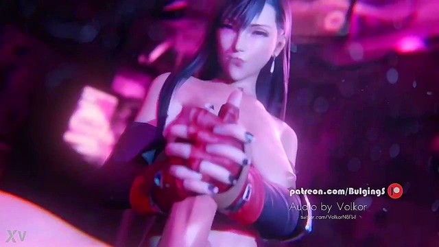 Tifa Gives Mind-Blowing Double Handjob For Juicy HentaiCumshot