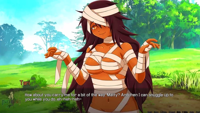 Cute Blue-Haired Slut Bound by Mummy for Public Monster Blowjob & Slime BDSM Fun