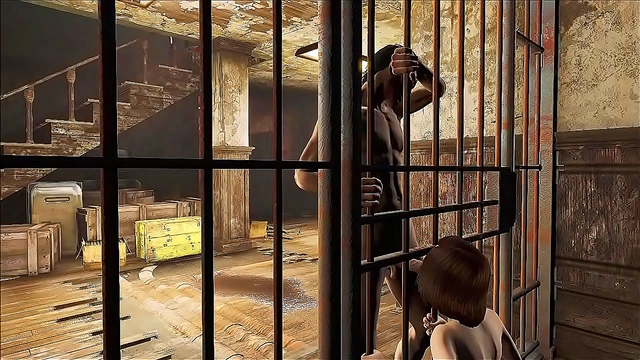 Teen Fallout 4 Anime Brunette Sucks Dick Behind Bars For Hot Blowjob Action