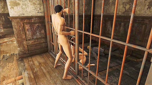 Teen Fallout 4 Anime Brunette Sucks Dick Behind Bars For Hot Blowjob Action