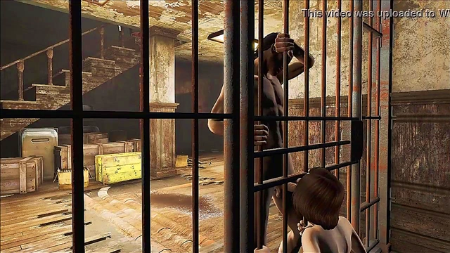 Teen Fallout 4 Anime Brunette Sucks Dick Behind Bars For Hot Blowjob Action