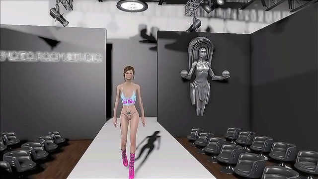 Sexy Teen Brunette Shows Off Small Tits in Fallout 4 Anime Fashion Show