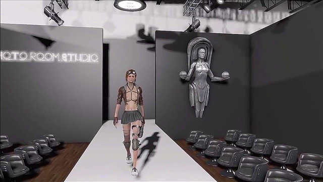 Sexy Teen Brunette Shows Off Small Tits in Fallout 4 Anime Fashion Show