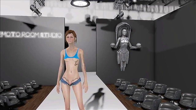 Sexy Teen Brunette Shows Off Small Tits in Fallout 4 Anime Fashion Show
