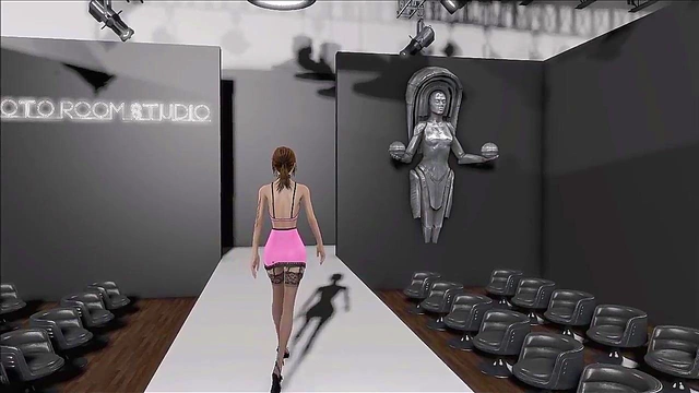 Sexy Teen Brunette Shows Off Small Tits in Fallout 4 Anime Fashion Show