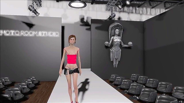 Sexy Teen Brunette Shows Off Small Tits in Fallout 4 Anime Fashion Show