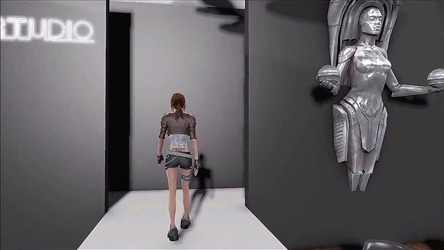 Sexy Teen Brunette Shows Off Small Tits in Fallout 4 Anime Fashion Show