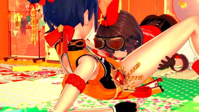 Xiangling Gets Fingered & Fucked By Amber With Red Strapon In Genshin Impact Anime Lesbo Sex