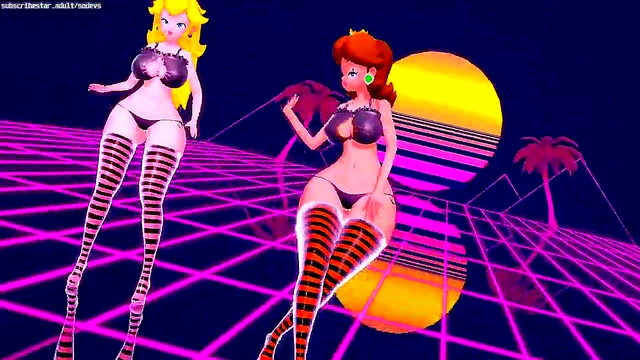 Horny Princesses Strip for Chocolate Cream Fun in Hentai MMD Fantasy