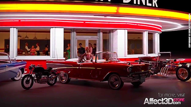 Futanari Lesbians Engage in Hardcore 3D Sex Act at Restaurant Table