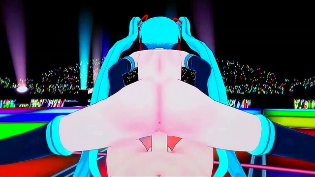 Hatsune Miku Fingers Herself Onstage Before Getting POV Fucked by Crowded Audience