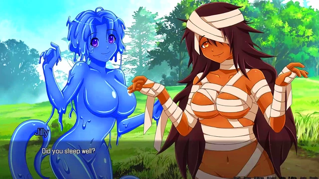 Ebony Anime Mummy Ties Up Hero for Slime Monster Girl BDSM Fun