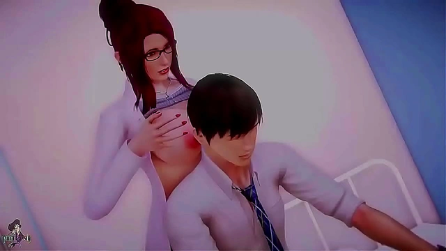 Redhead Nurse Gives Blowjob & Titjob To Big-Cock Doctor In Waifu Academy