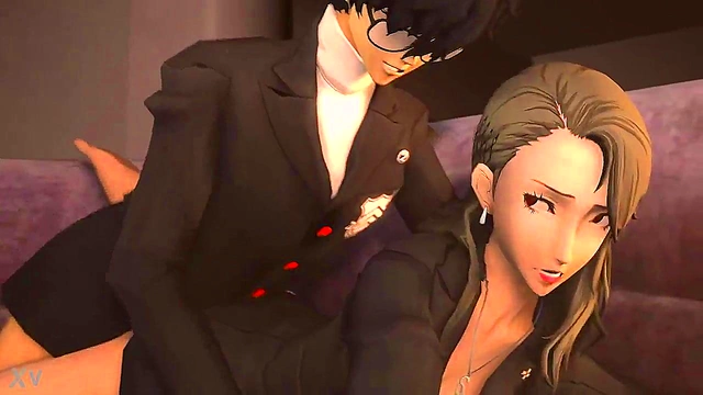 Rough Anime Sex – Sae Nijima Gets Wildly Fucked On The Couch