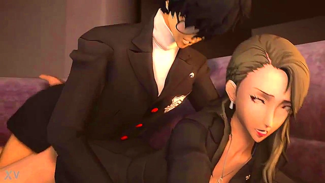 Rough Anime Sex – Sae Nijima Gets Wildly Fucked On The Couch