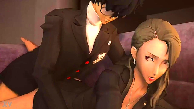 Rough Anime Sex – Sae Nijima Gets Wildly Fucked On The Couch