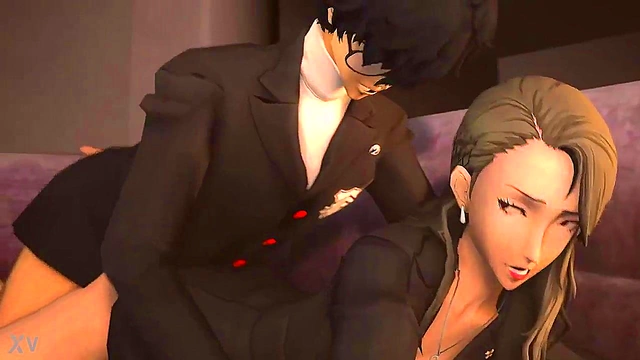 Rough Anime Sex – Sae Nijima Gets Wildly Fucked On The Couch