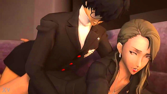 Rough Anime Sex – Sae Nijima Gets Wildly Fucked On The Couch