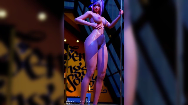 Honoka Dances Off Her Clothes in Steamy Anime Striptease Fantasy