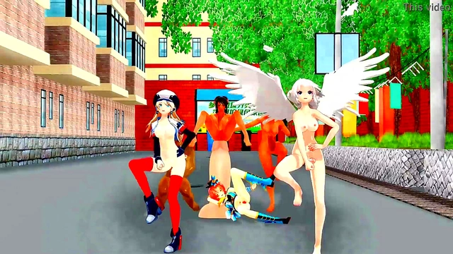 Naked Futanari & Girl Groove Together in Erotic Yard Dance Session