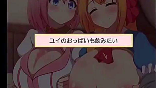 Big-Titted Anime Babe Enjoys Threesome With Massive Cock Paizuri Action