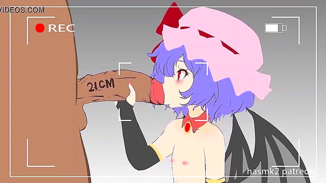 Hentai Anime Beauty Remilia Smells Big Cock Before Blowjob & Handjob Finale