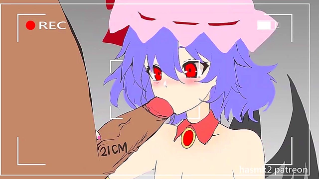 Hentai Anime Beauty Remilia Smells Big Cock Before Blowjob & Handjob Finale