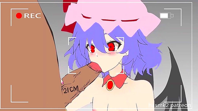 Hentai Anime Beauty Remilia Smells Big Cock Before Blowjob & Handjob Finale