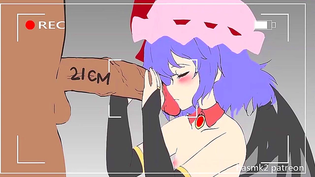 Hentai Anime Beauty Remilia Smells Big Cock Before Blowjob & Handjob Finale